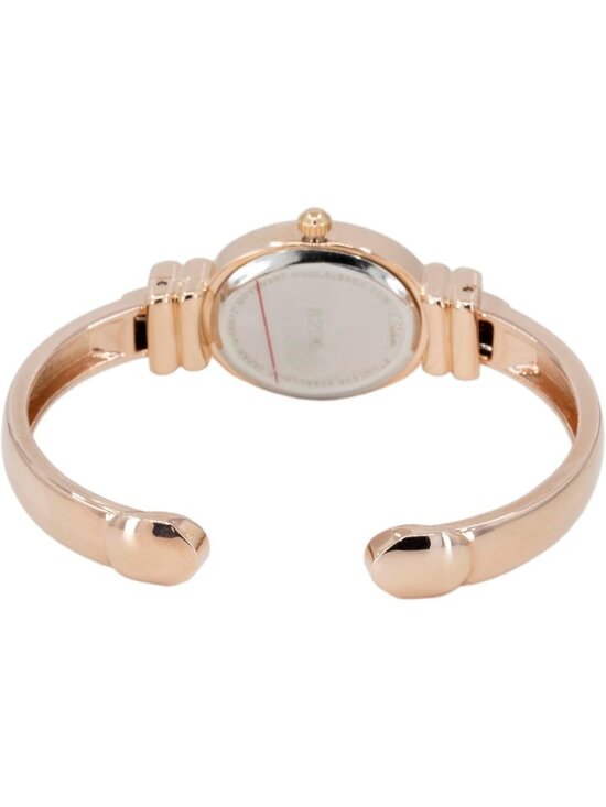 Women\'s Rose Gold Analog Quartz Pearl Dial Sophisticated Cuff Bracelet Watch